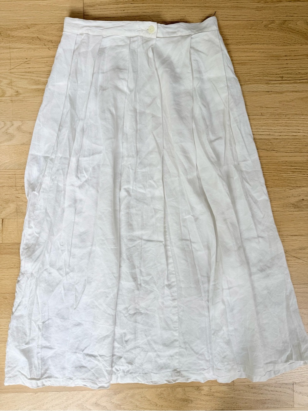 Vintage Agnès b Pleated White Linen Maxi Skirt, Soft Flowy Linen, sz 42, US 8/10